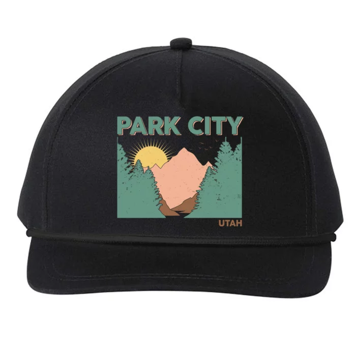 Vintage Park City Utah Mountain Forest Snapback Five-Panel Rope Hat