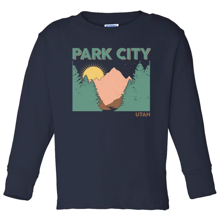 Vintage Park City Utah Mountain Forest Toddler Long Sleeve Shirt