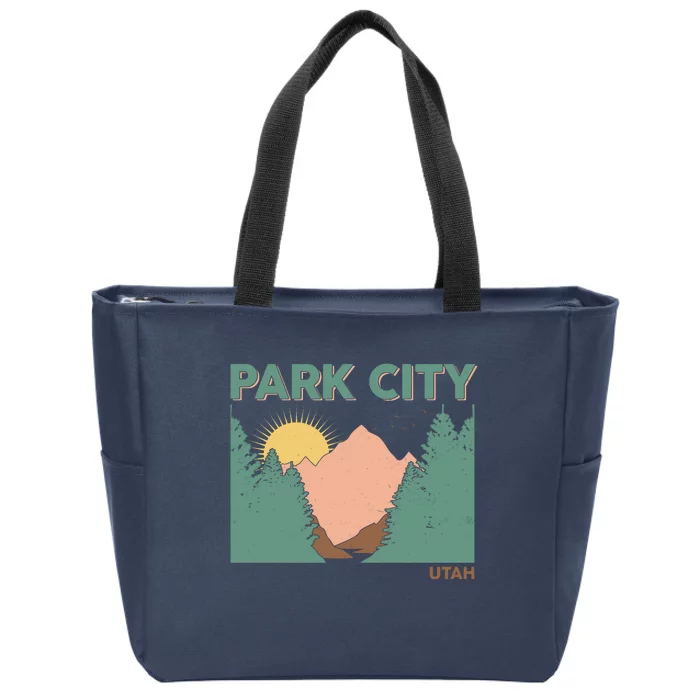 Vintage Park City Utah Mountain Forest Zip Tote Bag