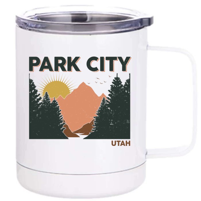 Vintage Park City Utah Mountain Forest Front & Back 12oz Stainless Steel Tumbler Cup