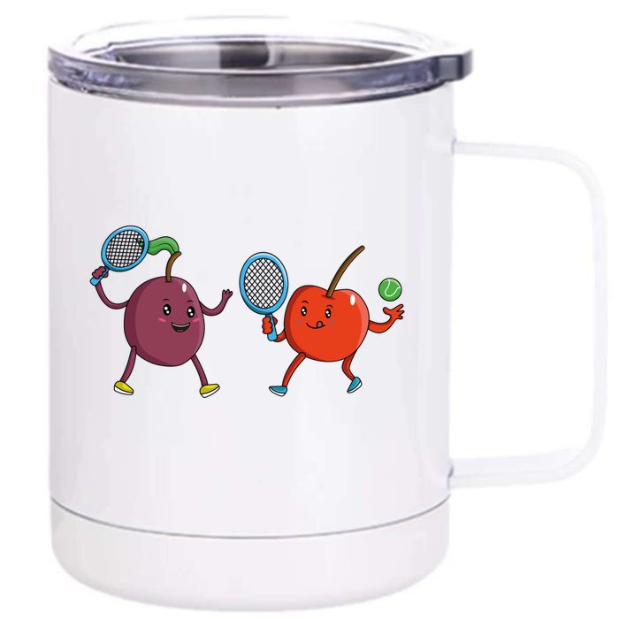 Veggie Power Cherry Tennis Plum Tennis Funny Cherry Gift Front & Back 12oz Stainless Steel Tumbler Cup