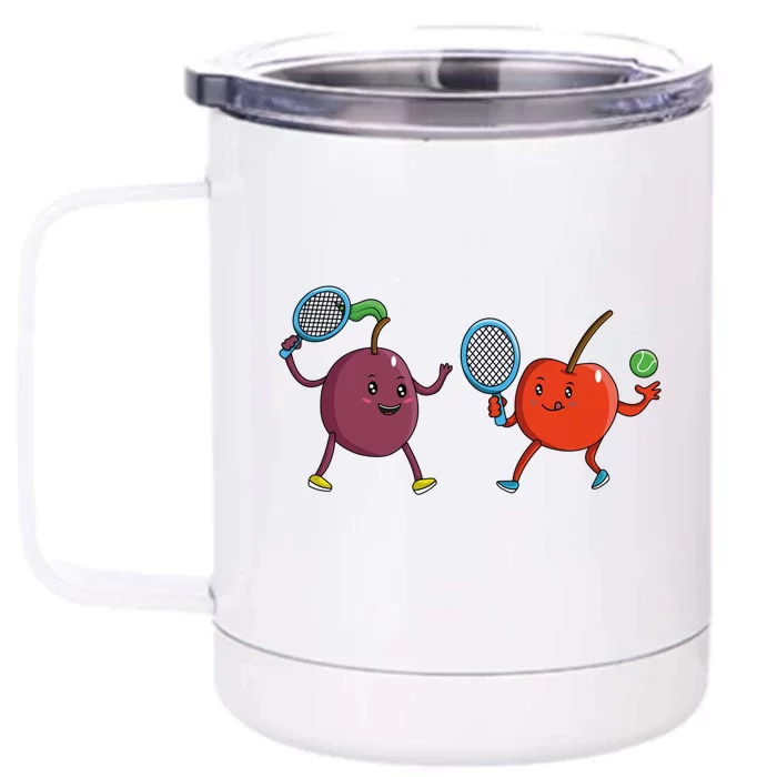 Veggie Power Cherry Tennis Plum Tennis Funny Cherry Gift Front & Back 12oz Stainless Steel Tumbler Cup