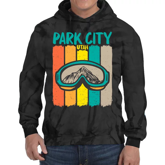 Vintage Park City Utah Skiing Snowboarding Premium Tie Dye Hoodie