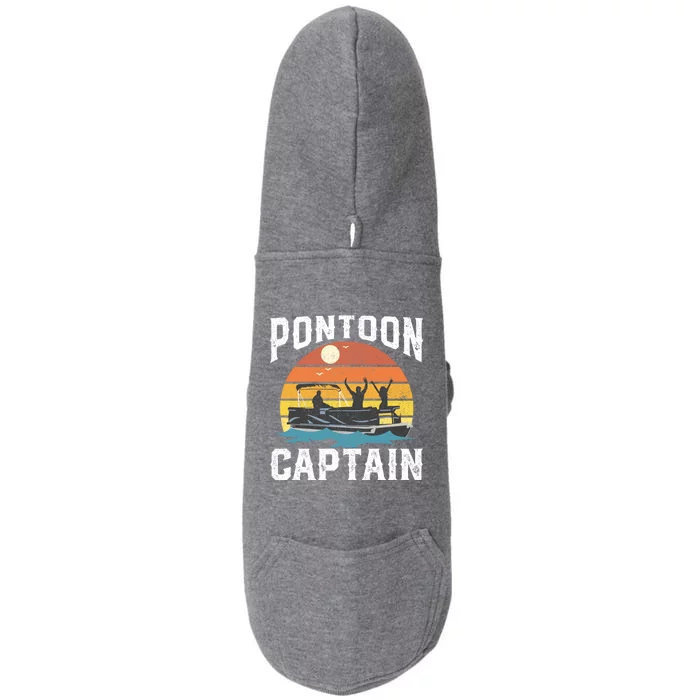 Vintage Pontoon Captain Retro Funny Boating Fathers Day Gift Doggie 3-End Fleece Hoodie