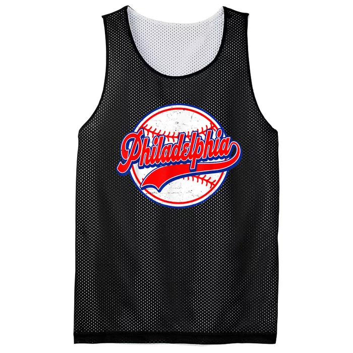 Vintage Philadelphia Cityscape Baseball Lover Wos Mesh Reversible Basketball Jersey Tank