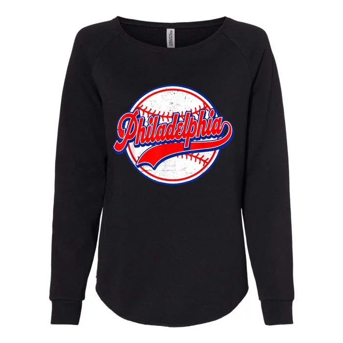 Vintage Philadelphia Cityscape Baseball Lover Wos Womens California Wash Sweatshirt