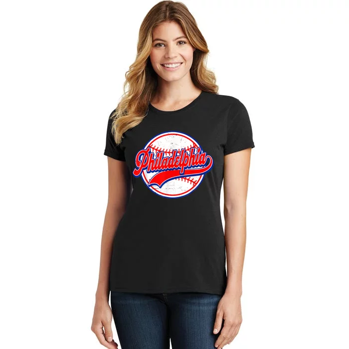 Vintage Philadelphia Cityscape Baseball Lover Wos Women's T-Shirt