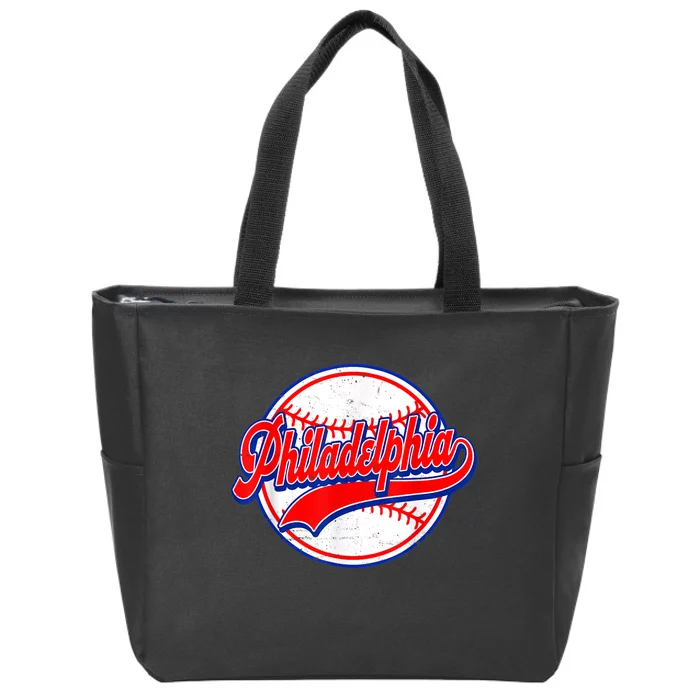 Vintage Philadelphia Cityscape Baseball Lover Wos Zip Tote Bag