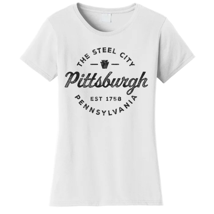 Vintage Pittsburgh Circle Logo Retro Throwback Souvenir Women's T-Shirt