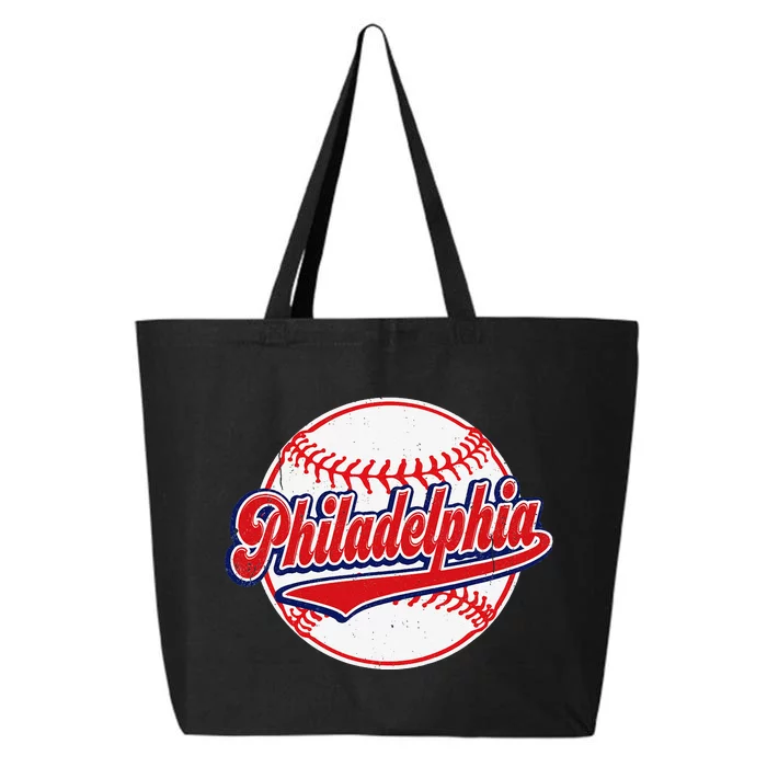 Vintage Philadelphia Cityscape Baseball Lover 25L Jumbo Tote