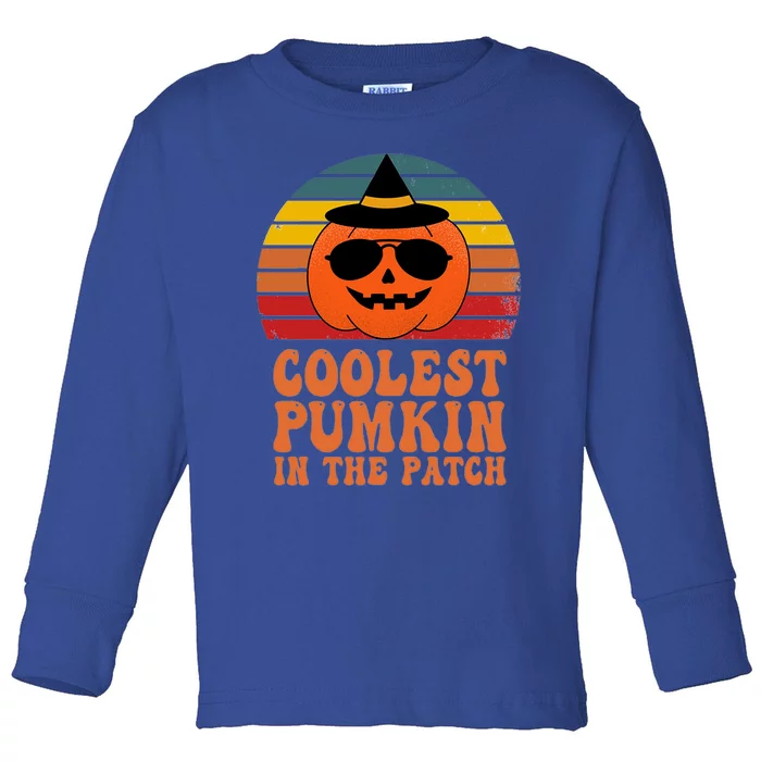 Vintage Pumpkin Coolest Gamer In The Patch Halloween Vibe Gift Toddler Long Sleeve Shirt