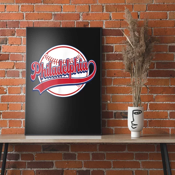 Vintage Philadelphia Cityscape Baseball Lover Player Fans Poster