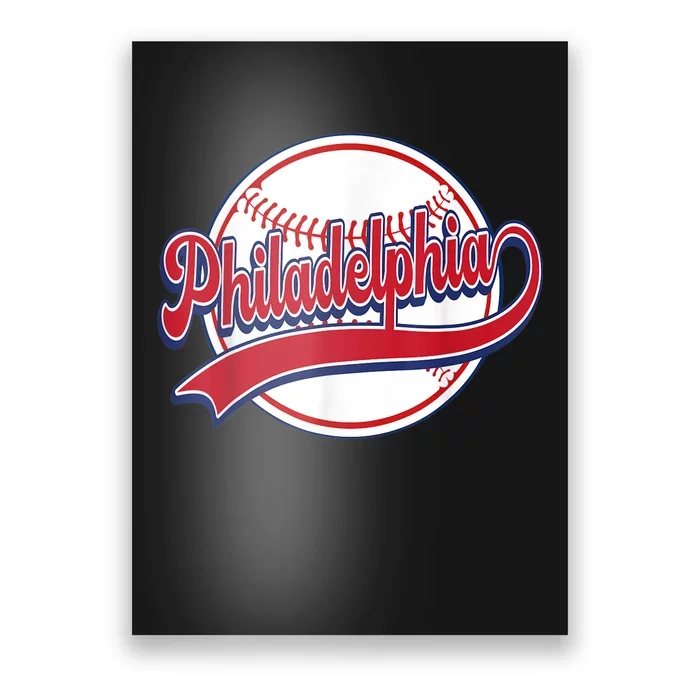 Vintage Philadelphia Cityscape Baseball Lover Player Fans Poster