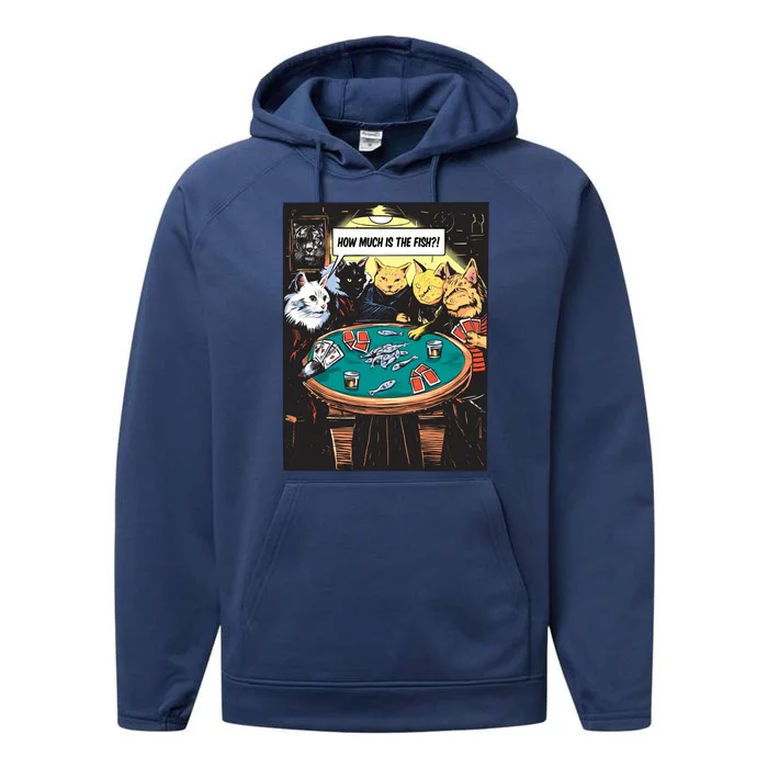 Vintage Poker Cats Performance Fleece Hoodie