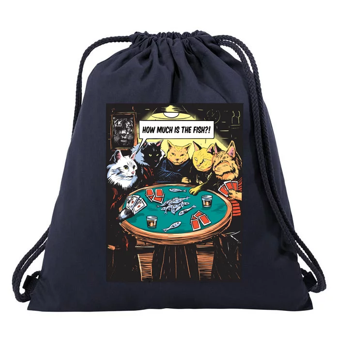 Vintage Poker Cats Drawstring Bag