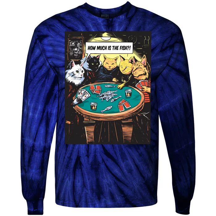 Vintage Poker Cats Tie-Dye Long Sleeve Shirt