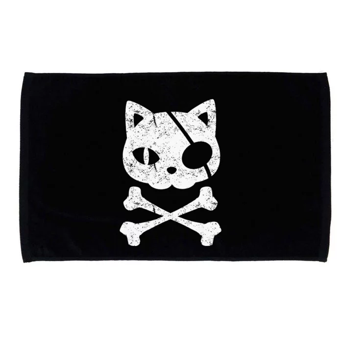 Vintage Pirate Cat Kitten Halloween Skull Cross Bones Microfiber Hand Towel