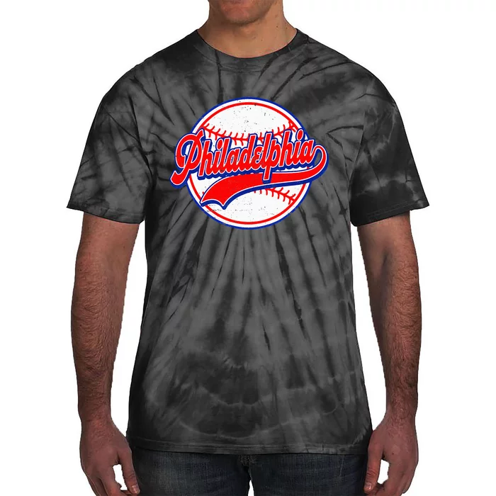 Vintage Philadelphia Cityscape Baseball Lover Tie-Dye T-Shirt