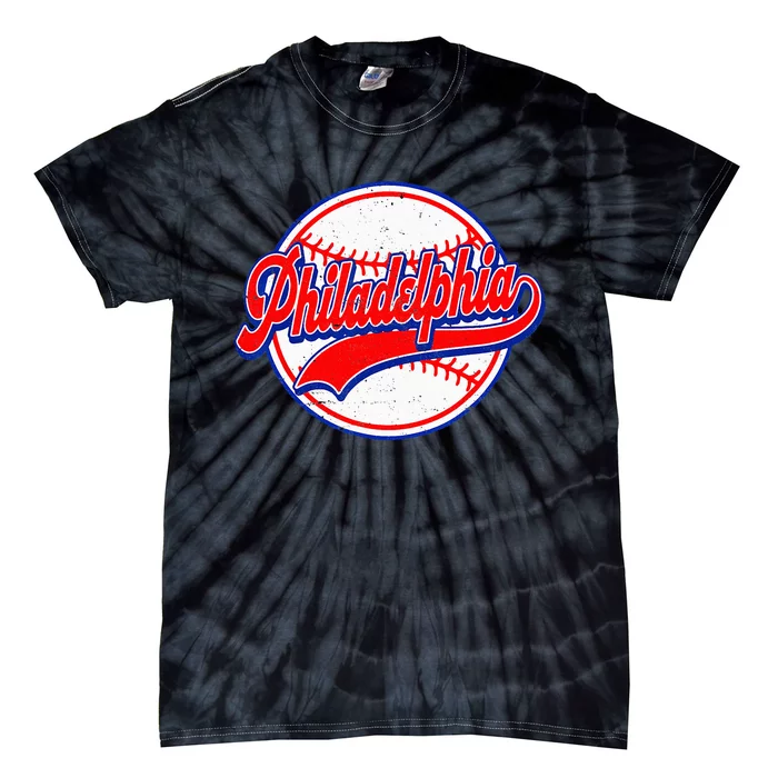 Vintage Philadelphia Cityscape Baseball Lover Tie-Dye T-Shirt