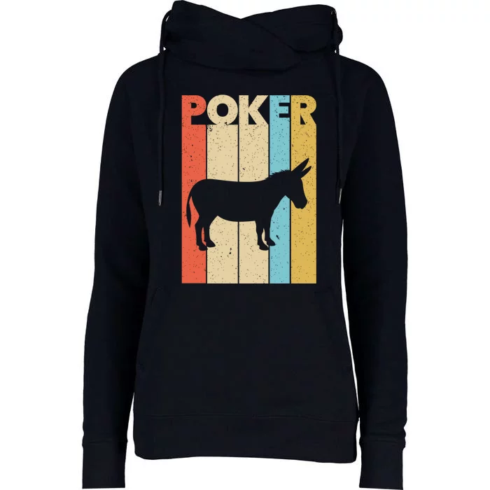 Vintage Poker Donkey Funny Poker Player Texas Holdem Womens Funnel Neck Pullover Hood