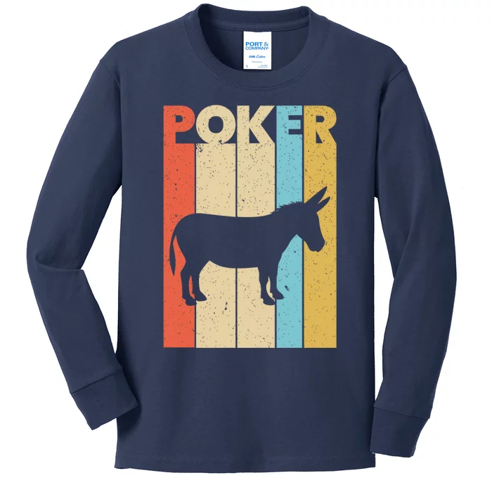 Vintage Poker Donkey Funny Poker Player Texas Holdem Kids Long Sleeve Shirt