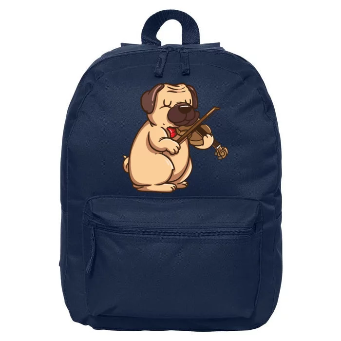 Violinist Pug Dog Violin Viola Player Music Lover Gift Girl 16 in Basic Backpack