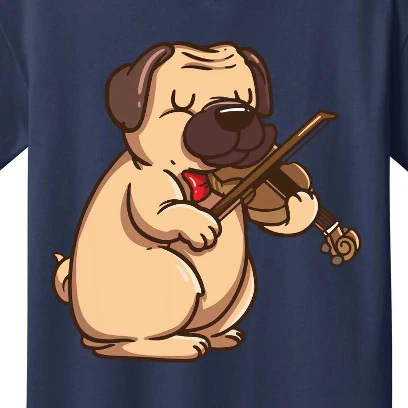 Violinist Pug Dog Violin Viola Player Music Lover Gift Girl Kids T-Shirt