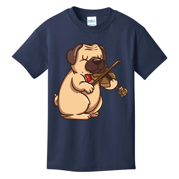 Violinist Pug Dog Violin Viola Player Music Lover Gift Girl Kids T-Shirt