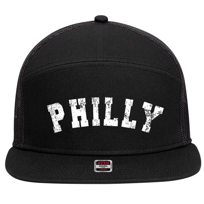 Vintage Philadelphia Distressed Font Philly 7 Panel Mesh Trucker Snapback Hat