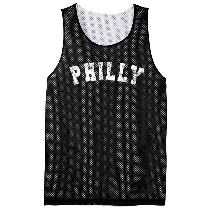 Vintage Philadelphia Distressed Font Philly Mesh Reversible Basketball Jersey Tank