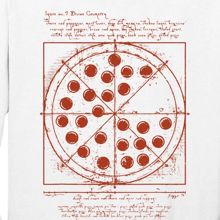 Vitruvian Pizza Da Vinci Funny Movie Reference Tall Long Sleeve T-Shirt