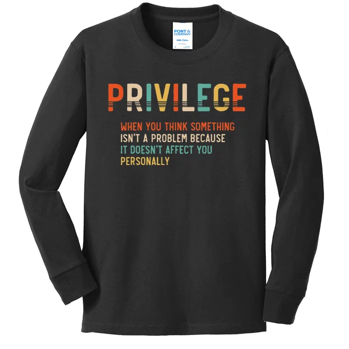 vintage Privilege Definition Civil Rights Equality Kids Long Sleeve Shirt