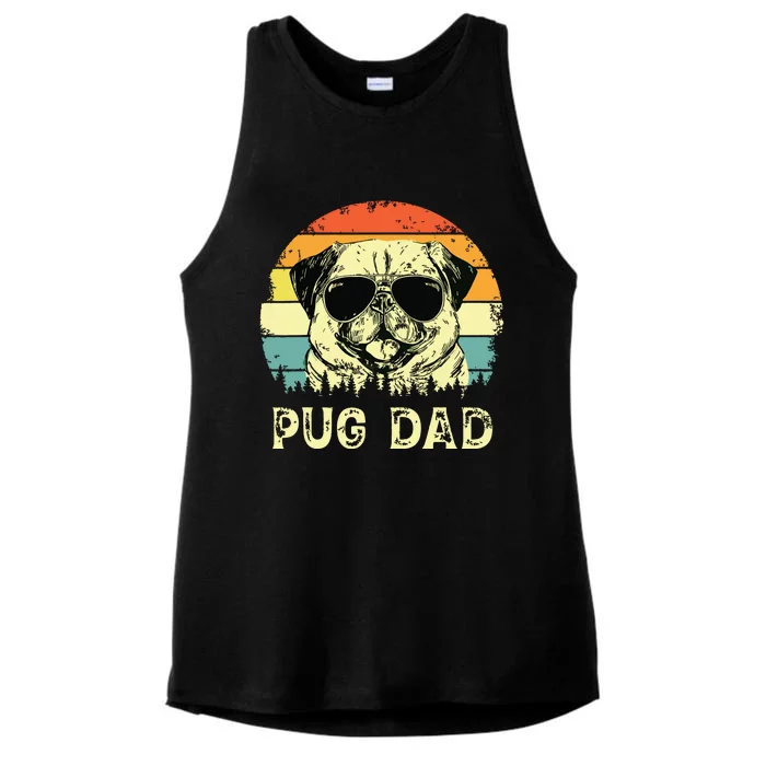 Vintage Pug Dad Dog Lovers Fathers Day Tee Ladies Tri-Blend Wicking Tank