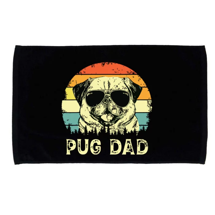 Vintage Pug Dad Dog Lovers Fathers Day Tee Microfiber Hand Towel