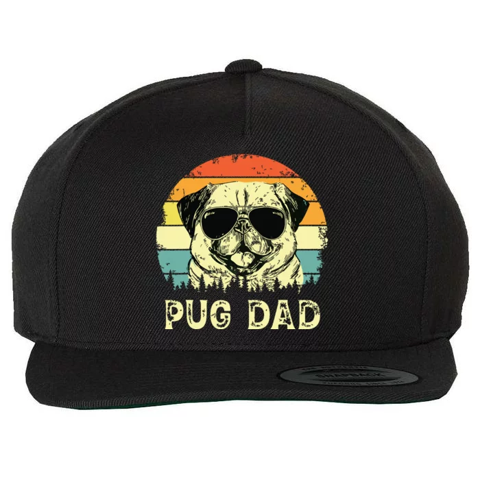 Vintage Pug Dad Dog Lovers Fathers Day Tee Wool Snapback Cap