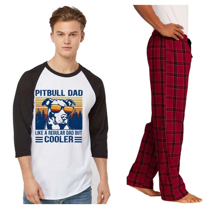 Vintage Pitbull Dad Like A Regular Dad But Cooler Funny Gift Raglan Sleeve Pajama Set