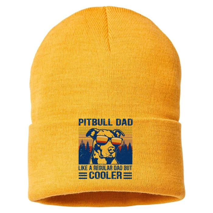 Vintage Pitbull Dad Like A Regular Dad But Cooler Funny Gift Sustainable Knit Beanie