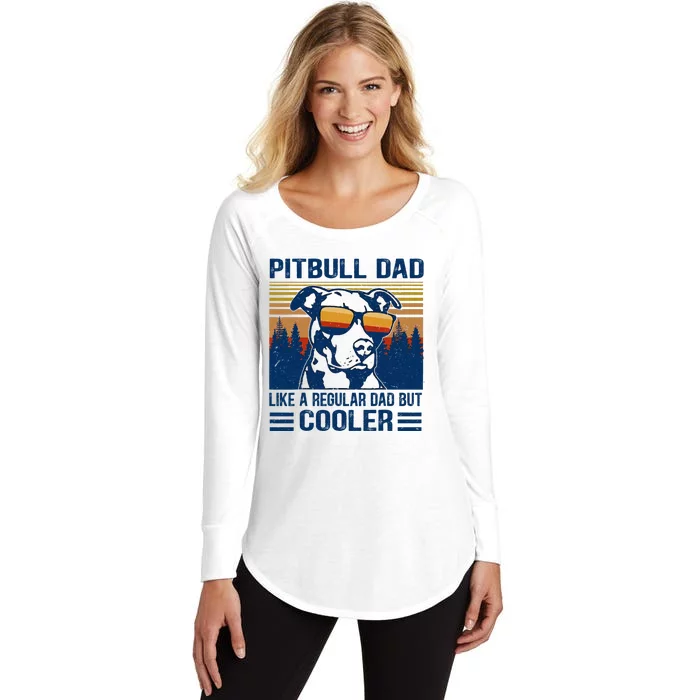 Vintage Pitbull Dad Like A Regular Dad But Cooler Funny Gift Women's Perfect Tri Tunic Long Sleeve Shirt