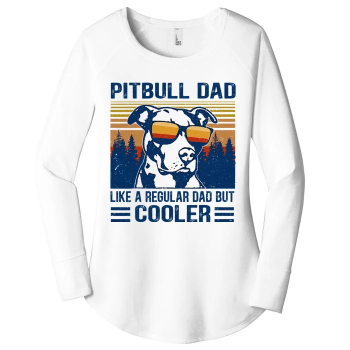 Vintage Pitbull Dad Like A Regular Dad But Cooler Funny Gift Women's Perfect Tri Tunic Long Sleeve Shirt