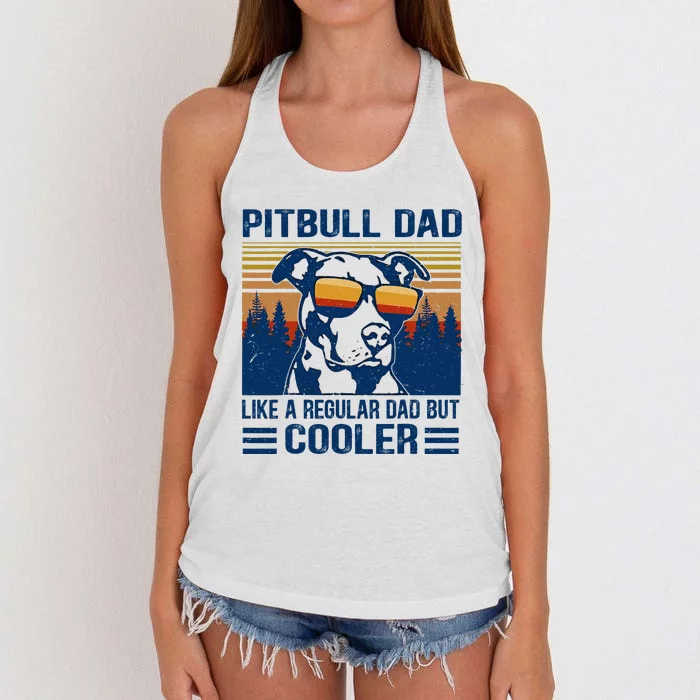 Vintage Pitbull Dad Like A Regular Dad But Cooler Funny Gift Women's Knotted Racerback Tank