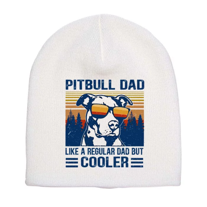 Vintage Pitbull Dad Like A Regular Dad But Cooler Funny Gift Short Acrylic Beanie