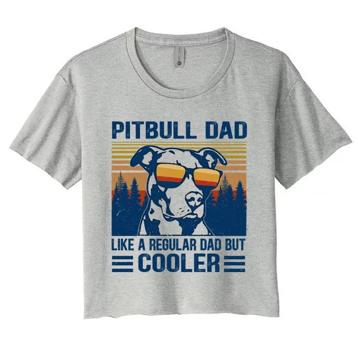 Vintage Pitbull Dad Like A Regular Dad But Cooler Funny Gift Cool Gift Women's Crop Top Tee