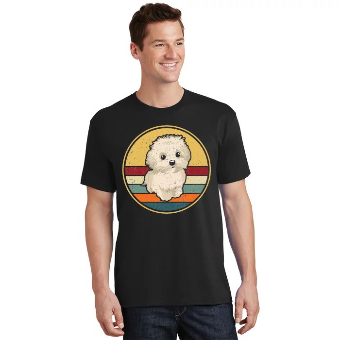 Vintage Puppy Dog Mom Dad Retro Maltese Terrier Dog T-Shirt