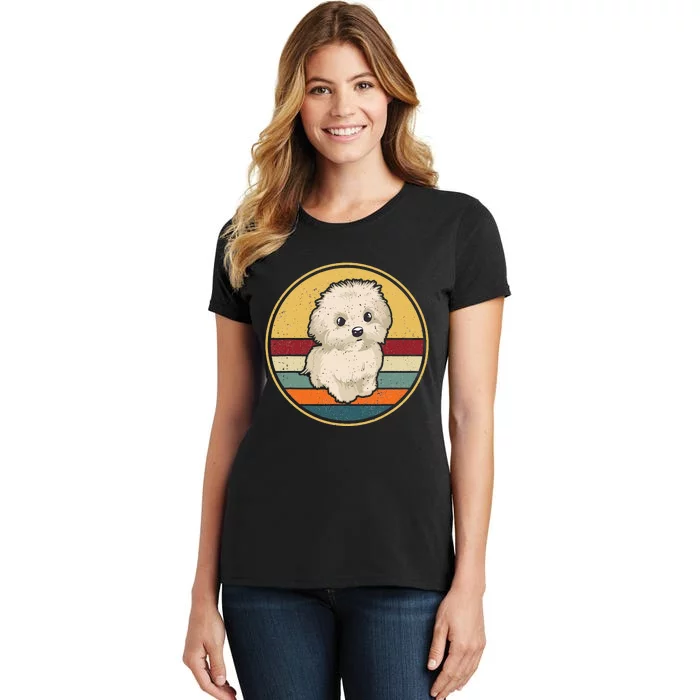 Vintage Puppy Dog Mom Dad Retro Maltese Terrier Dog Women's T-Shirt