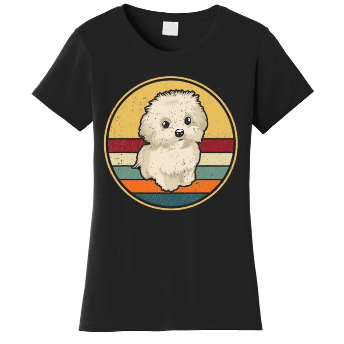 Vintage Puppy Dog Mom Dad Retro Maltese Terrier Dog Women's T-Shirt