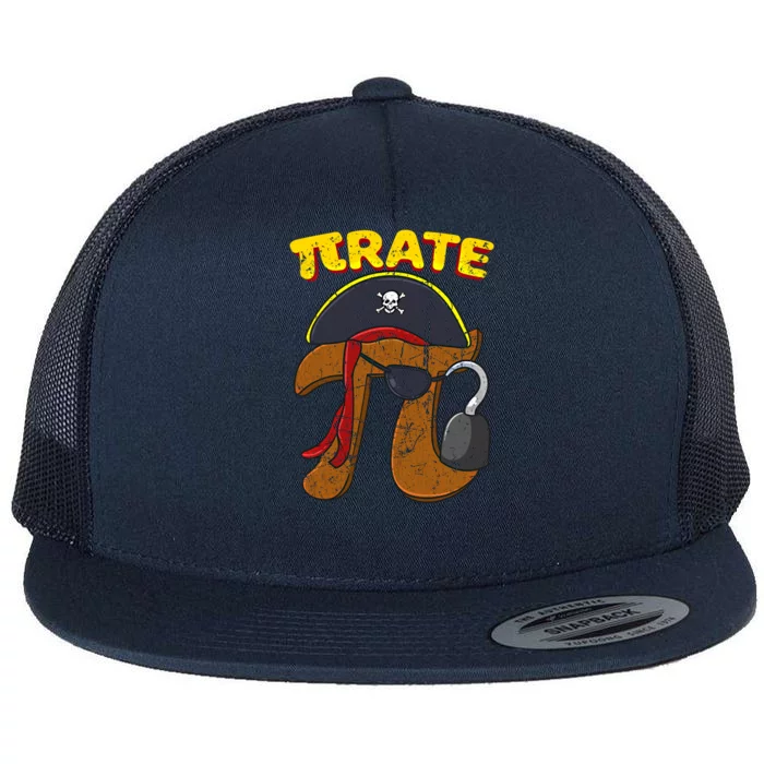 Vintage Pi Day Pirate Pi Symbol Graphic Art Math Lover Cool Gift Flat Bill Trucker Hat