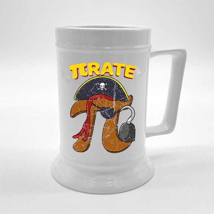 Vintage Pi Day Pirate Pi Symbol Graphic Art Math Lover Cool Gift Front & Back Beer Stein