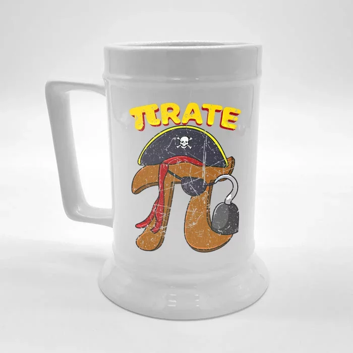 Vintage Pi Day Pirate Pi Symbol Graphic Art Math Lover Cool Gift Front & Back Beer Stein