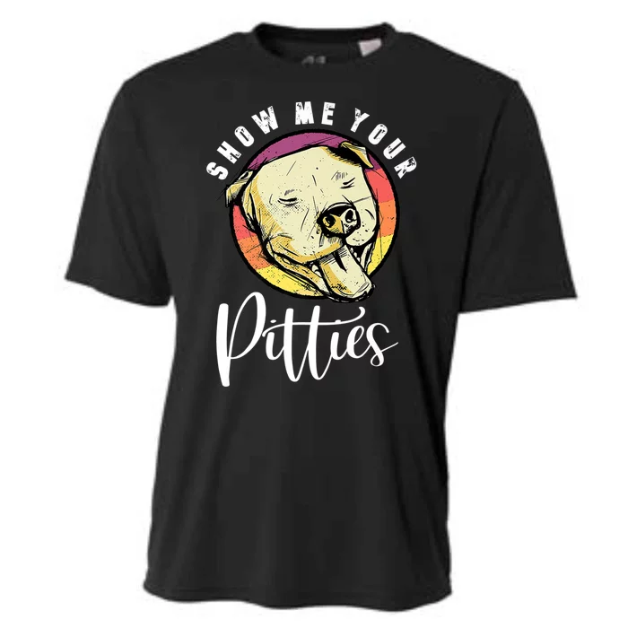 Vintage Pitbull Dog Show Me Your Pitties Funny Pitbull Dog Premium Shirt Cooling Performance Crew T-Shirt