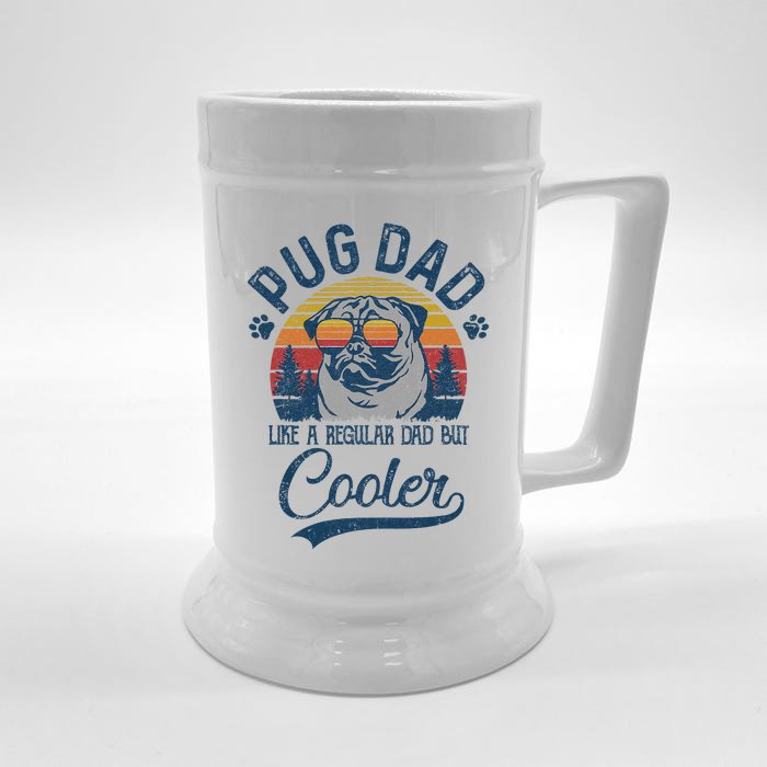 Vintage Pug Dad Like A Regular Dad But Cooler Funny Front & Back Beer Stein